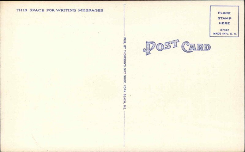 York Beach Maine ME Main St. c1940s Linen Postcard