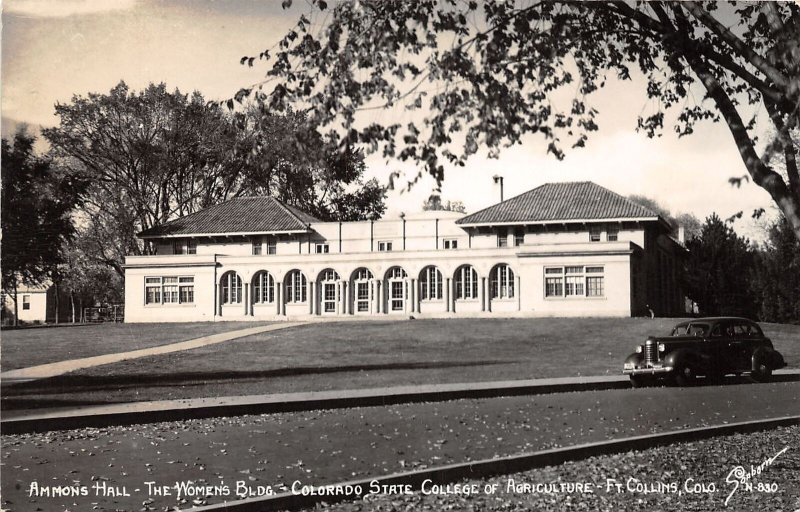 J59/ Fort Collins Colorado RPPC Postcard 40s Ammons Hall Women College 63