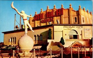 Tijuana, Mexico  JAI ALAI FRONTON PALACE Games~Cafe  STATUE~50's Cars Postcard