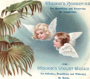 1880's Wm Wisdom Quack Medicine Angels Palms Emma Abbott Actress Trade Card 5S