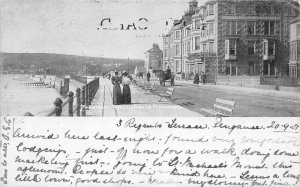 Queen's Hotel & Promenade, Penzance, England, Very Early Postcard, Used in 1901