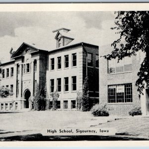 c1940s Sigourney, IA High School Black & White Post Card Silvercraft Dexter A201