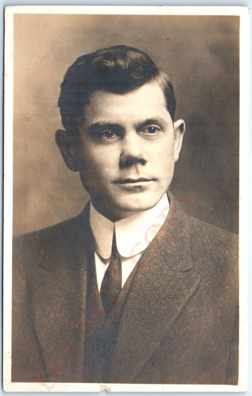 c1910s Elkhart, Ind Man RPPC Real Photo LH Burrell Postcard Suc. Inbody A122