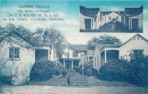 Postcard 1940s Virginia Culpeper Terrance Cottages roadside occupation 23-12873