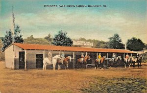OGUNQUIT MAINE~SPARHAWK RIDING SCHOOL~H W COTTON HANDCOLORED PHOTO POSTCARD