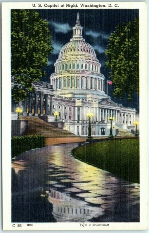 Postcard - US Capitol at Night, Washington, District of Columbia