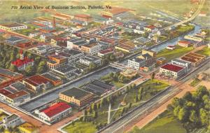 Pulaski Virginia Aerial View~Businesses~River Bridges~RR Tracks~Bldgs~Park~1940s