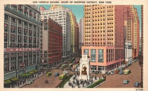 Vintage Postcard 1950's Herald Square Heart Of Shopping District New York NY