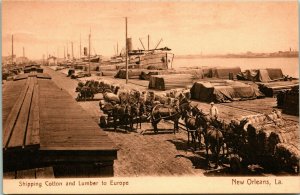 Vtg Postcard 1910s New Orleans Louisiana LA Shipping Cotton Lumber to Europe S19