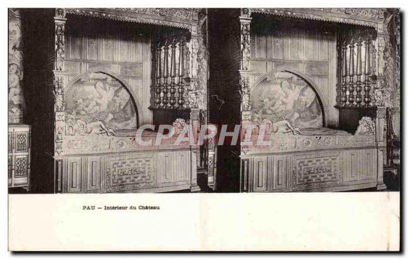 Stereoscopic Card - Pau - Interior of the Castle - Old Postcard