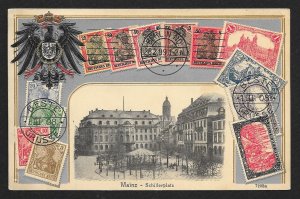 GERMANY Stamps on Postcard Embossed Shield Used c1911