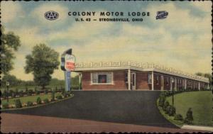 Strongsville OH Colony Motor Lodge LINEN Postcard