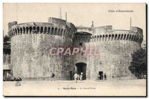 Old Postcard Chateau Saint Malo The big door