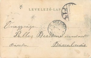 Christmas tree star angel fantasy chromo greetings postcard 1900s Hungary