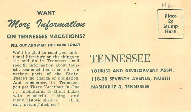 Tennessee vacations Advertising Unused 