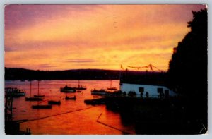 Sunset On North West Arm, Halifax, Nova Scotia, Vintage 1955 Chrome Postcard