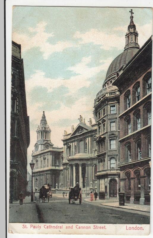 London; St Pauls Cathedral & Cannon St PPC 1906 PMK, To Miss Linehan, Park Lane 