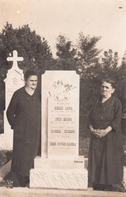 Social history early photography two women at grave Koloszár Hungary