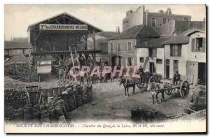 Postcard Old Mine Mining Company Charbonniers Loire Quai du Chantier TOP