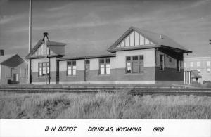 Douglas Wyoming BN Railroad Depot Real Photo Antique Postcard K99260