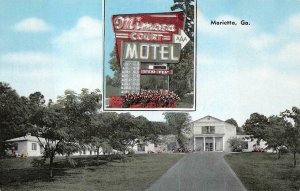 MIMOSA COURT MOTEL U.S. 41 MARIETTA GEORGIA ADVERTISING POSTCARD (c. 1950s)