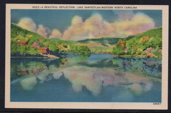 North Carolina colour PC Beautiful  Reflection Lake Santeetlah, unused