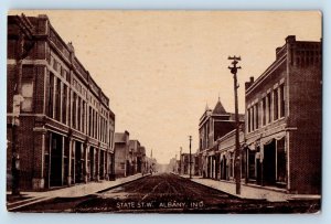 Albany Indiana IN Postcard State Street Scene Business Section 1910 Antique