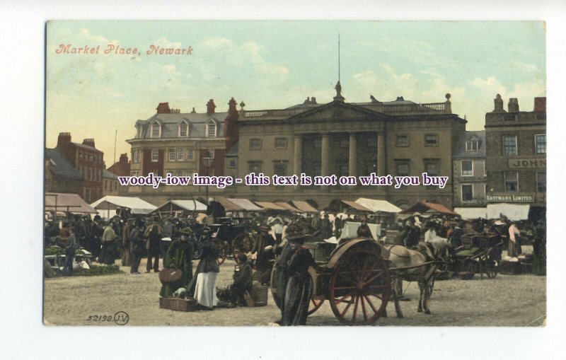 aj0385 - North'shire - An Early Market at the Market Place, in Newark - Postcard