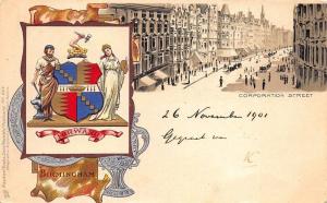 Heraldic Corporation Street Birmingham Embossed Raphael Tuck Postcard