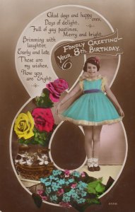 8th Birthday Girl Doing Twirl With Skirt Real Photo Greetings Postcard