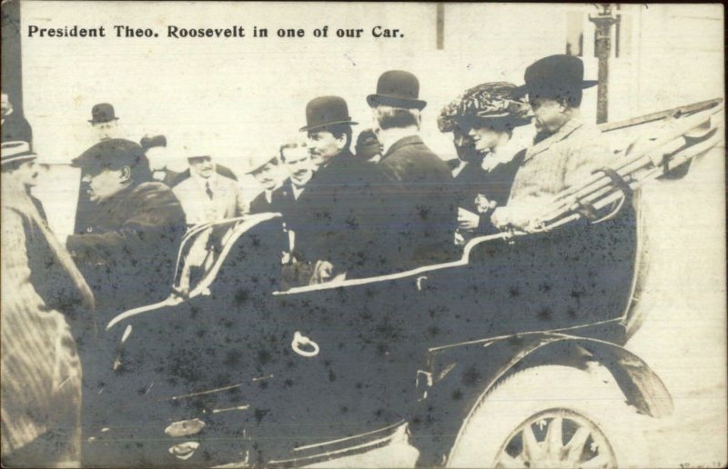 Auto Car Advertising Landaulette Limousine President Roosevelt Naples RPPC