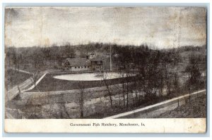 1909 Birds Eye View Government Fish Hatchery Manchester Iowa IA Vintage Postcard