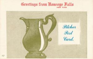 Pitcher Post Card Greetings from Honeoye Falls NY New York - Village Print Humor