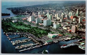 Vtg Miami Florida Aerial View of City 1950s Unused Chrome View Curteich Postcard