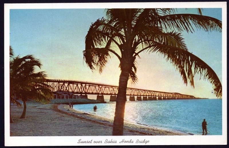 Florida Sunset over Bahia Honda Bridge Overseas Highway to Key West ~ Chrome