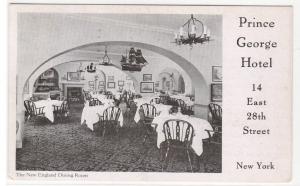 Prince George Hotel Dining Room 28th Street New York City 1939 postcard