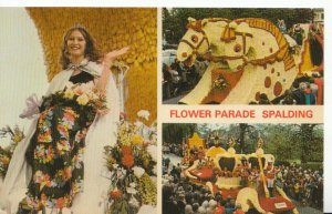 Lincolnshire Postcard - Views of Flower Parade - Spalding - Ref 613A