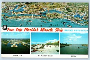 Pensacola Florida FL Postcard Fun-Trip Florida's Miracle Strip c1960's Vintage