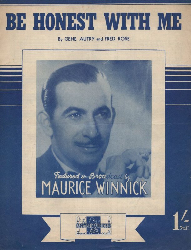 Be Honest With Me Maurice Winnick 1950s Alt Cover Sheet Music