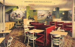 KIRKPATRICK'S Seattle, WA Restaurant Interior c1940s Linen Vintage Postcard