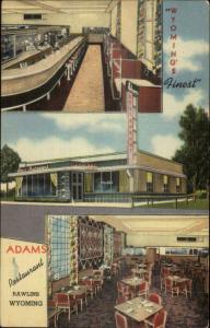 Rawlins WY Adams Restaurant Multi View Nice Linen Postcard