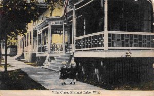 Villa Clara Two Little Girls Twins? Elkhart Lake Wisconsin 1914 postcard