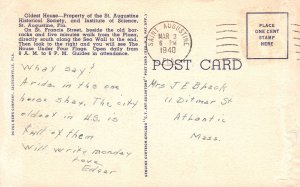 Vintage Postcard 1940's Oldest House St. Francis Street St. Augustine Florida FL