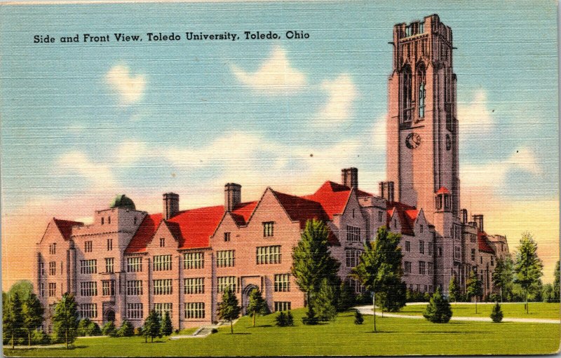 Vtg 1930's Toledo University Toledo Ohio OH Linen Postcard