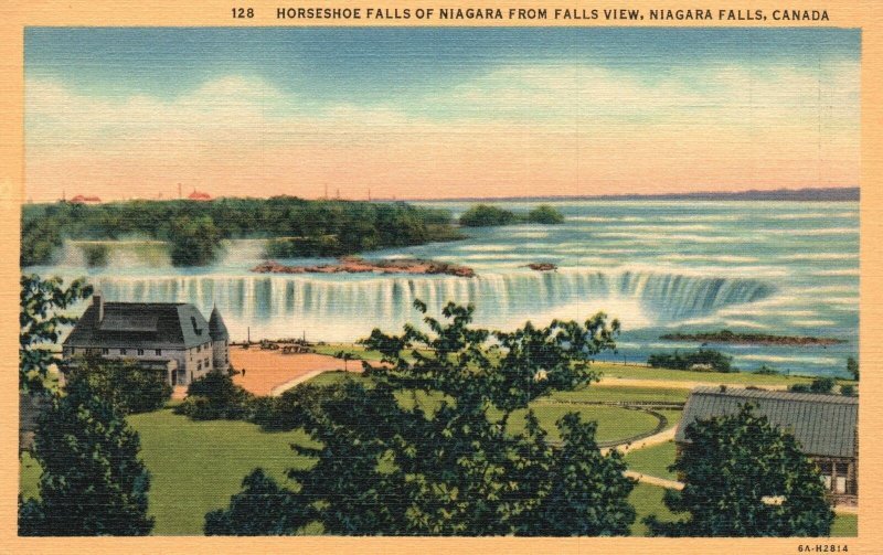 Niagara Falls Canada, Horseshoe Falls Niagara Aerial View Vintage Postcard