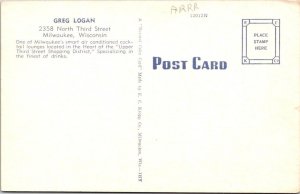 Milwaukee WI Wisconsin GREG LOGAN'S COCKTAIL LOUNGE Bar/Tavern ROADSIDE Postcard