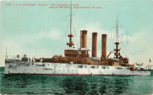 Mitchell Postcard 1280. US Battleship Maine, Posted 1908