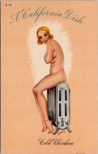 California Dish Sexy PinUp Risque Woman Cold Chicken A/S Justmet Postcard Y20