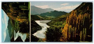 c1950's Shotover River With Golden Poplars Otago New Zealand Postcard