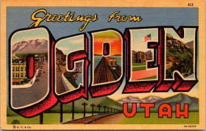 Greetings from Ogden Utah Large Letter Postcard linen